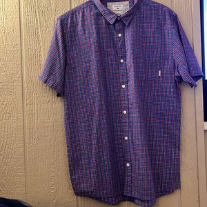 Men’s Large Quicksilver Plaid Button Up Polo Shirt